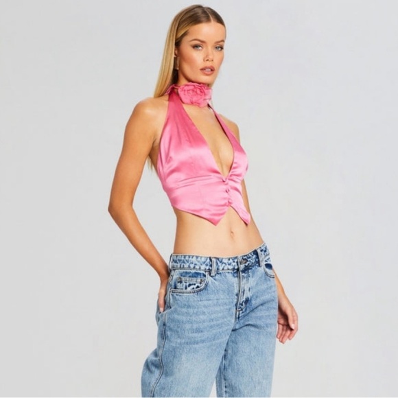 NWT Retrofete Romy silk vest - candy pink - size medium - Picture 4 of 8